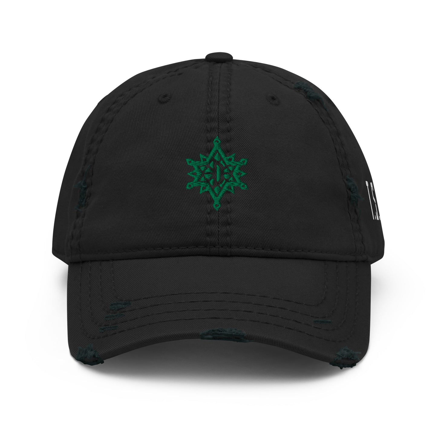"Diamond of Snow" Distressed Dad Hat Gone Green