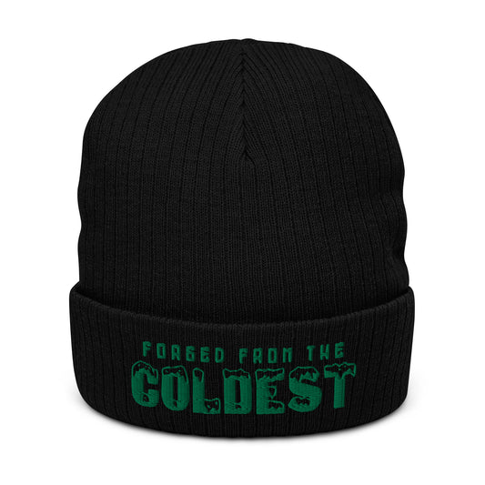 "The Snow Brand" Ribbed Knit Beanie Brand Slogan Gone Green